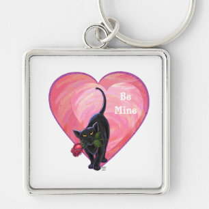 Black Cat Valentine's Day Keychain