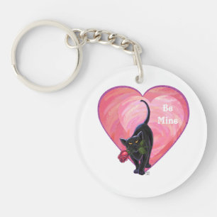 Black Cat Valentine's Day Keychain