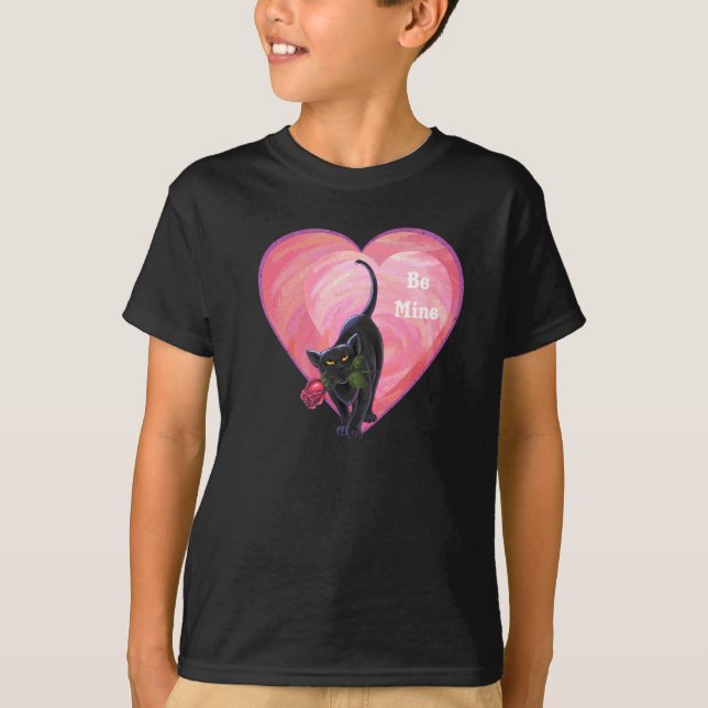 Black Cat Valentine's Day T-Shirt (Front)