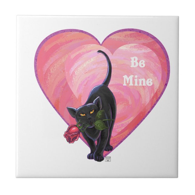 Black Cat Valentine's Day Tile (Front)