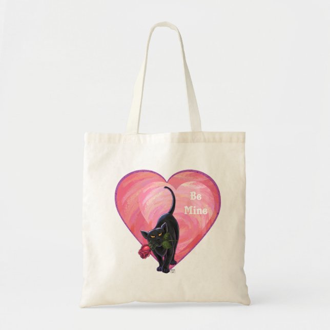 Black Cat Valentine's Day Tote Bag (Front)