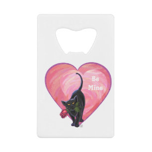 Black Cat Valentine's Day Wallet Bottle Opener