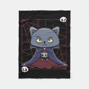 Black Cat Vampire Dracula And Monster Item For Fleece Blanket