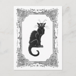 Black Cat Vintage Frame Halloween Postcard