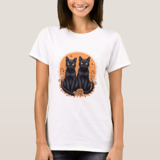 black cat vintage funny cat gift for crazy girl T-Shirt