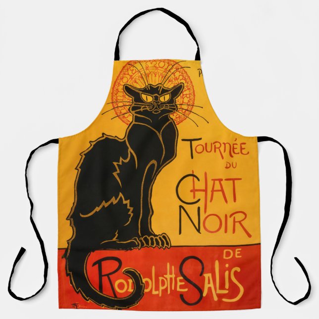 Black Cat Vintage Halloween Steinlen Poster Apron (Front)