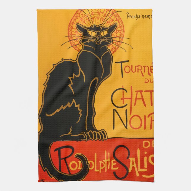 Black Cat Vintage Halloween Steinlen Poster Kitchen Towel (Vertical)