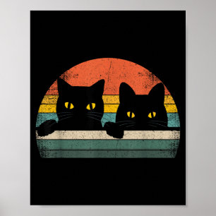 Black Cat Vintage Retro Style - Cats Lover Gift Poster