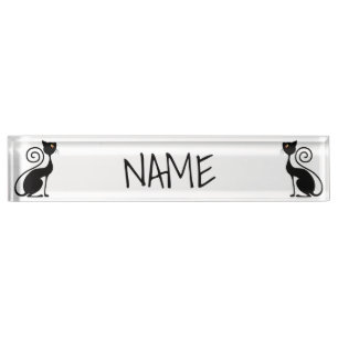 Black Cat Vintage Style Design Nameplate