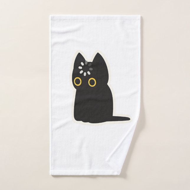 Black Cat Void Loading Cute Silly Funny Animal Lov Hand Towel (Hand Towel)