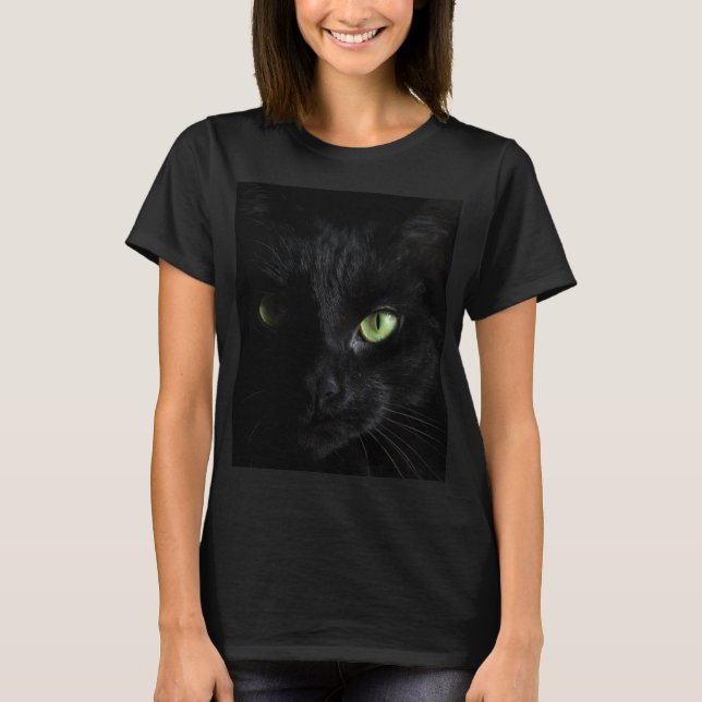 Black Cat w/Green Eyes T-Shirt (Front)