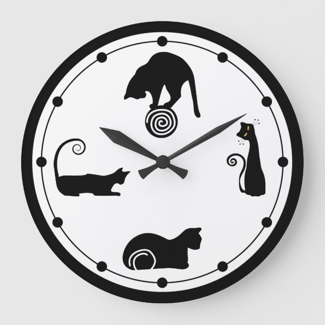 Black Cat Wall Clock (Front)