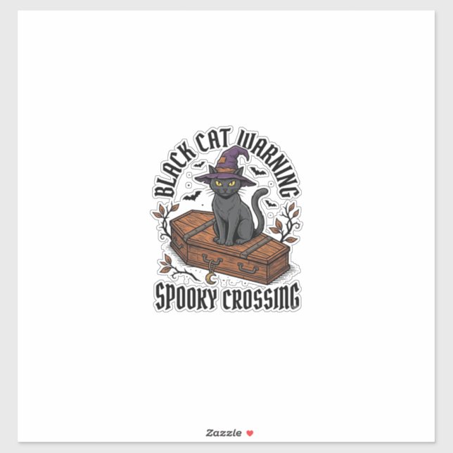 Black Cat Warning Vintage Halloween Witch Cat_1 (Sheet)