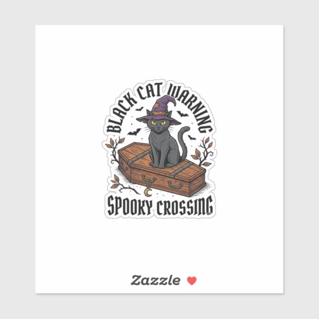 Black Cat Warning Vintage Halloween Witch Cat_1 (Sheet)
