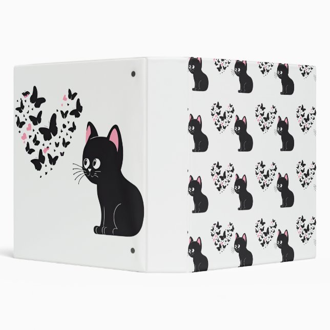 Black Cat Watching Butterflies Binder (Background)