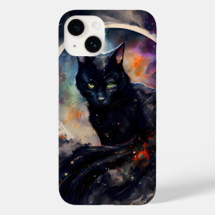 Black Cat Watercolor Eclipse Moon Artwork Case-Mate iPhone 14 Case