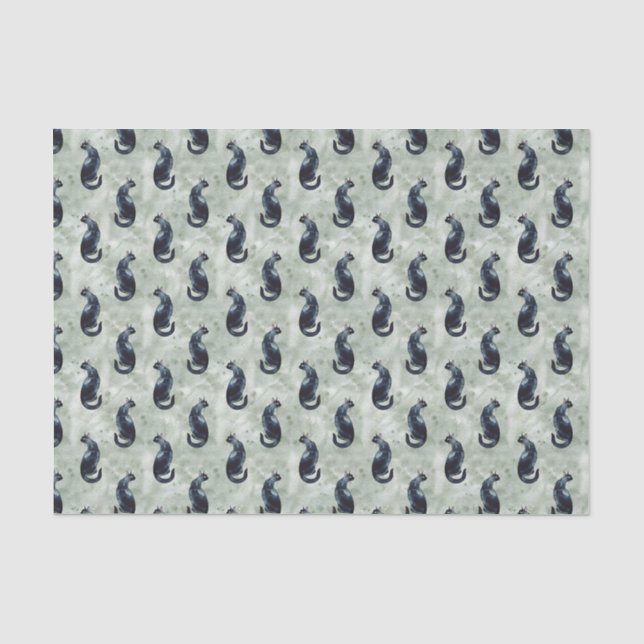 Black Cat Watercolor Tissue Paper (Front)