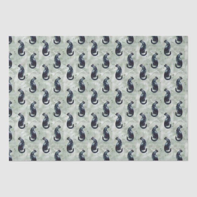 Black Cat Watercolor Tissue Paper (Front)