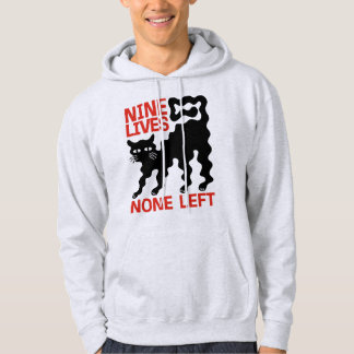 Black Cat Wavy Scared None Left Lives Humor Hoodie