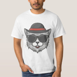 black cat wearing sunglasses, funny cat T-Shirt