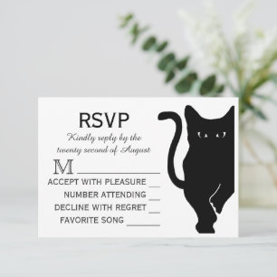 Black Cat Wedding RSVP Card
