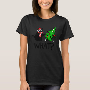 Black Cat What Christmas Santa Cat For Cat Women T-Shirt