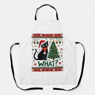 Black Cat What Pushing Christmas Tree Funny Cat Xm Apron