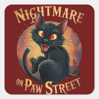 Black Cat Where Horror Meets Fantasy Square Sticker