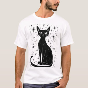 Black Cat: Where Midnight Magic Meets Moonlit Myst T-Shirt