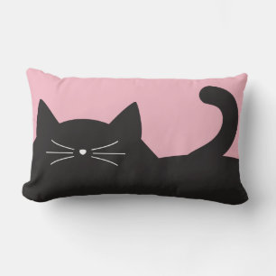 Black Cat, Whiskers and Tail Lumbar Pillow