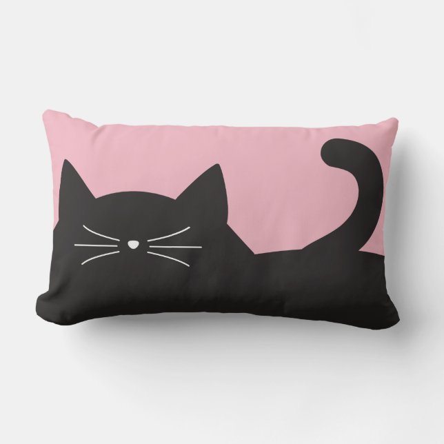 Black Cat, Whiskers and Tail Lumbar Pillow (Front)