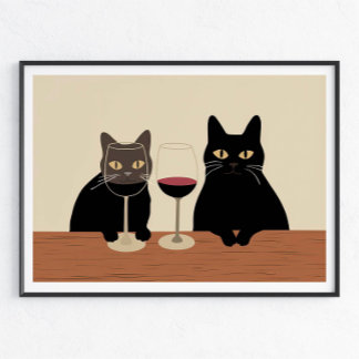Black Cat Wine Lover  Poster