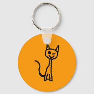 Black Cat, Winking. Keychain