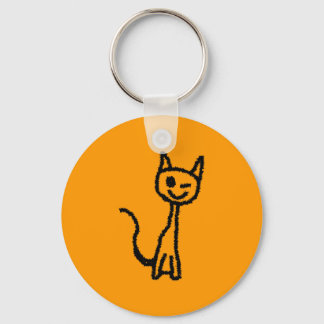 Black Cat, Winking. Keychain