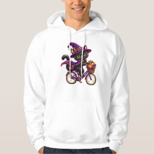Black Cat Witch Bicycle Halloween T-Shirt Hoodie