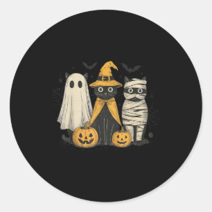 Black Cat Witch Ghost Y Halloween Pumpkin Men Kids Classic Round Sticker