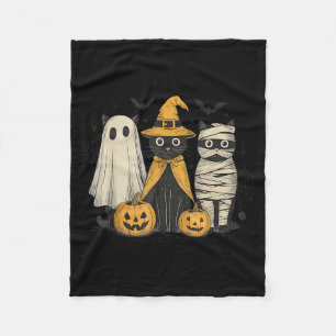Black Cat Witch Ghost Y Halloween Pumpkin Men Kids Fleece Blanket