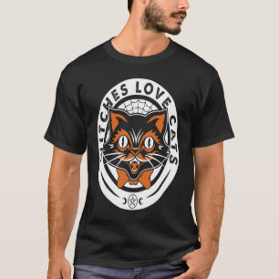 Black Cat Witch Halloween Goth Graphic T-Shirt