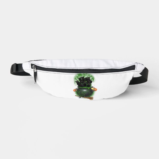 Black Cat Witch Halloween Tshirt Fanny Pack (Front)