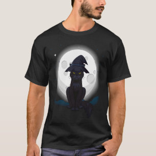 Black Cat Witch Hat Costume T-Shirt