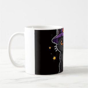 Black Cat Witch Hat Halloween Coffee Mug