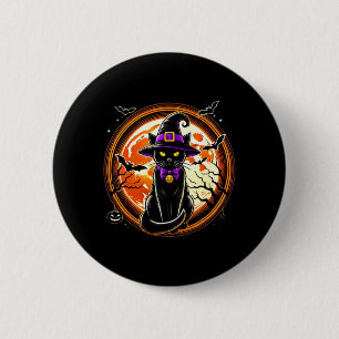 Black Cat Witch Vintage Cats Scary Halloween Cat 2 Inch Round Button