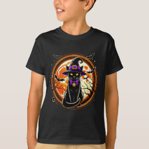 Black Cat Witch Vintage Cats Scary Halloween Cat T-Shirt