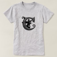 Black Cat Witch Witchy Letter C Custom Initial 