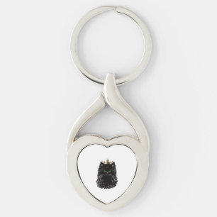 Black Cat with a Crown DIgital Art Keychain