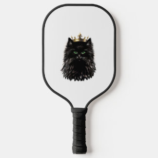 Black Cat with a Crown DIgital Art Pickleball Paddle
