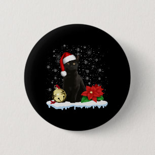 Black Cat With A Santa Hat Christmas Cat Costume 2 Inch Round Button