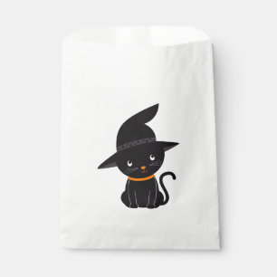 Black Cat With A Witch Hat Halloween Favour Bag