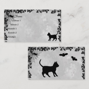 Black Cat with Bat and Spider Business Card