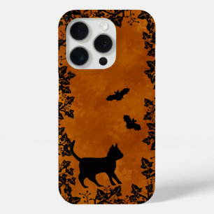 Black Cat with Bat iPhone 15 Pro Case